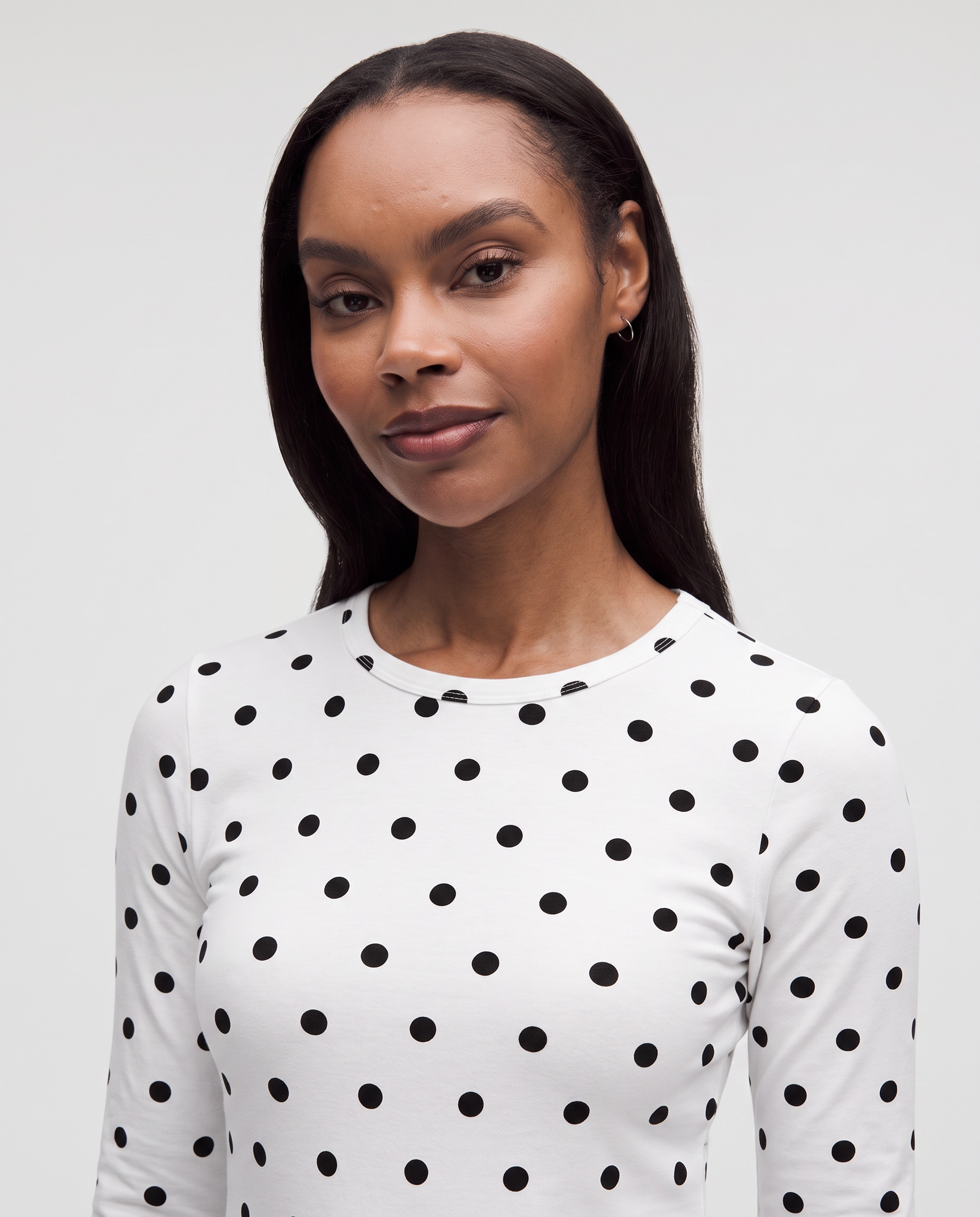 White Polkadot Full-Sleeve Supersoft Underscrub