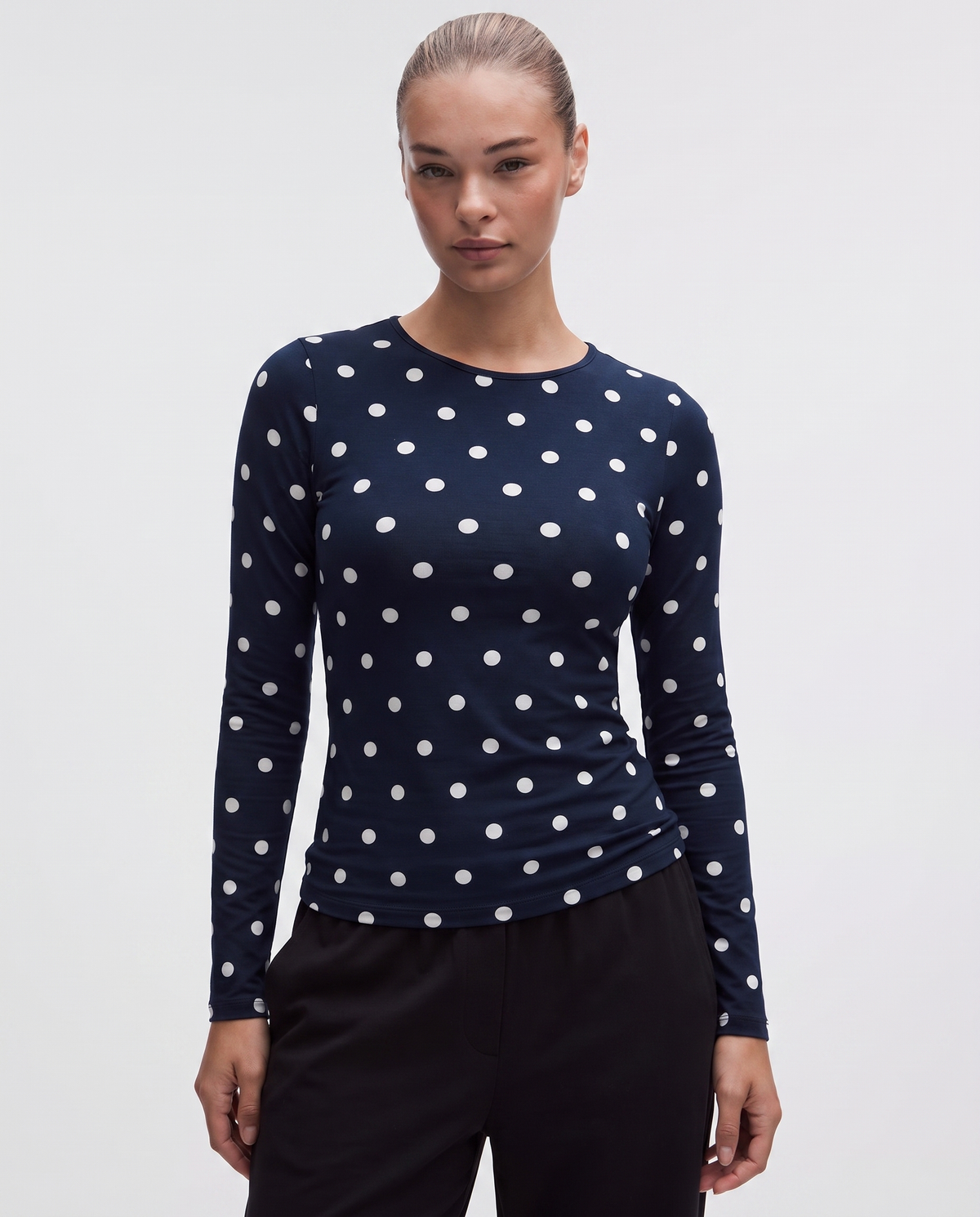 Navy Polkadot Full-Sleeve Supersoft Underscrub